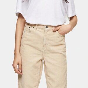 Topshop Corduroy Mom Pants in Off White / Cream